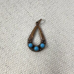Wheeler WMCO Native American Copper Turquoise Teardrop Pendant
